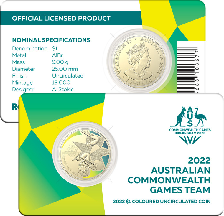 2022 Commonwealth Games 2022 $1 Coloured AlBr Uncirculated Coin - in presentation card