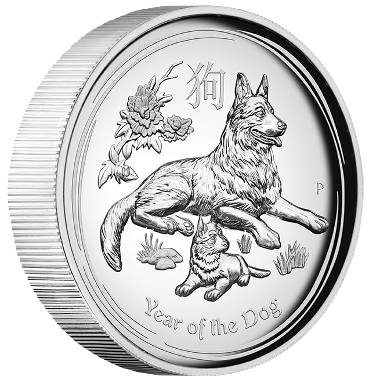 2018 Year of the Dog Australian Lunar 1oz Silver Proof High Relief Coin