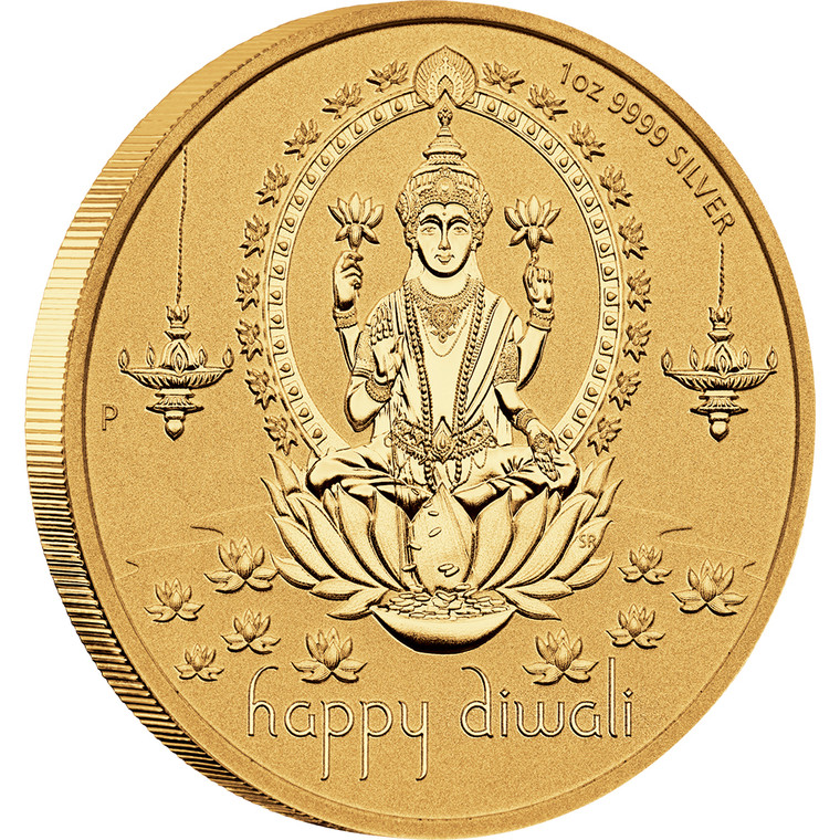 2022 Diwali 1oz Silver Gilded Medallion - reverse