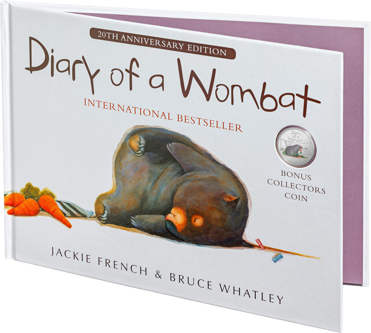 20th anniversary of Diary of a Wombat – Special Edition Book 2022 20c CuNi Coloured Uncirculated Coin - in full packaging