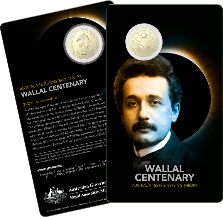 2022 $1 Al/Br Uncirculated Coin Wallal Centenary - Australia Tests Einstein's Theory - in presentation card