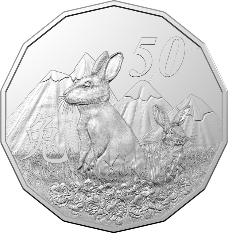 Year of the Rabbit 2023 50c CuNi Tetra Decagon Uncirculated Coin - reverse