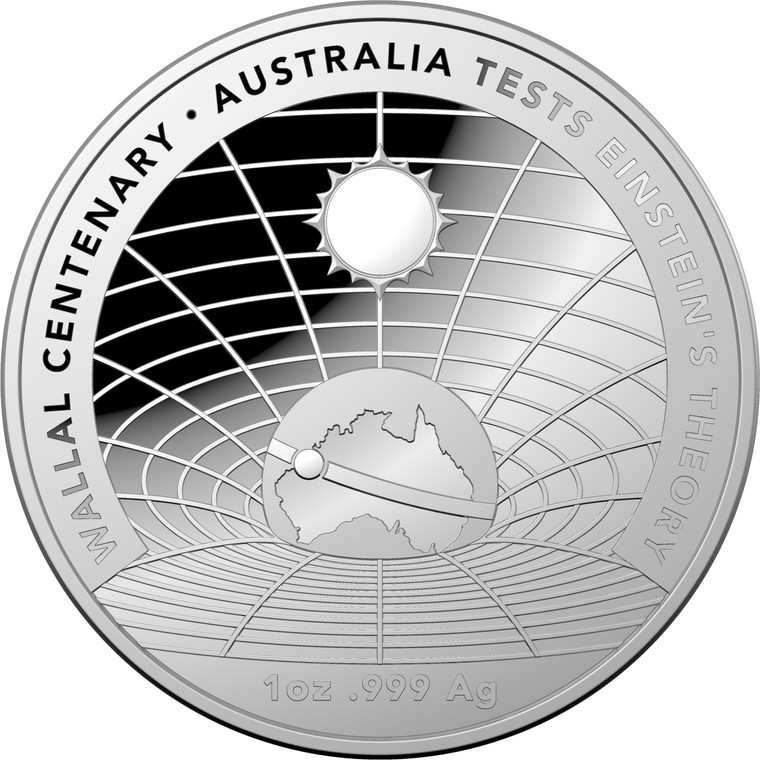 2022 $5 Fine Silver Proof Domed Coin Wallal Centenary - Australia Tests Einstein's Theory - reverse