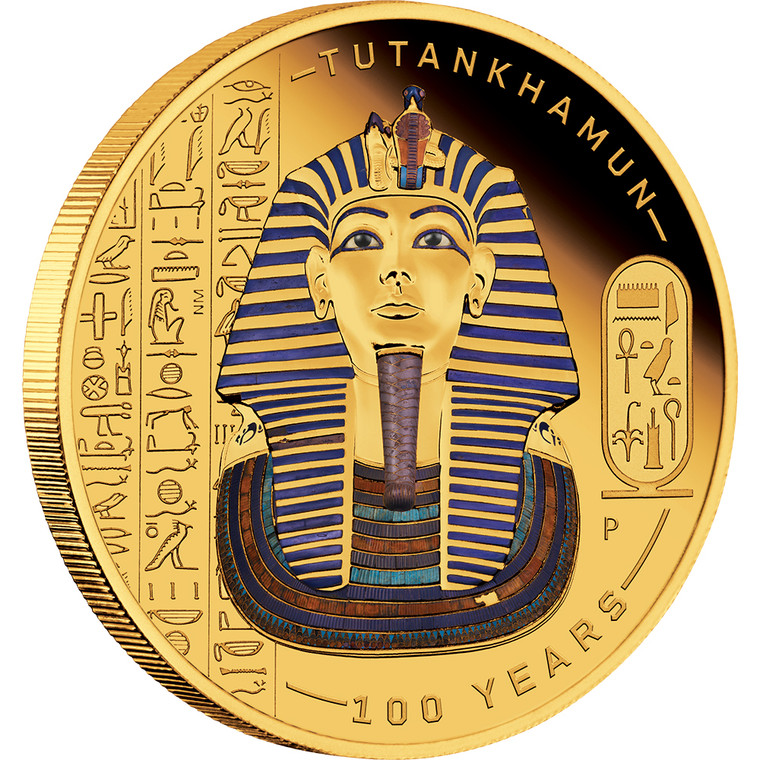 Tutankhamun Discovery 100 Year Anniversary 2022 1oz Gold Proof Coloured Coin - reverse