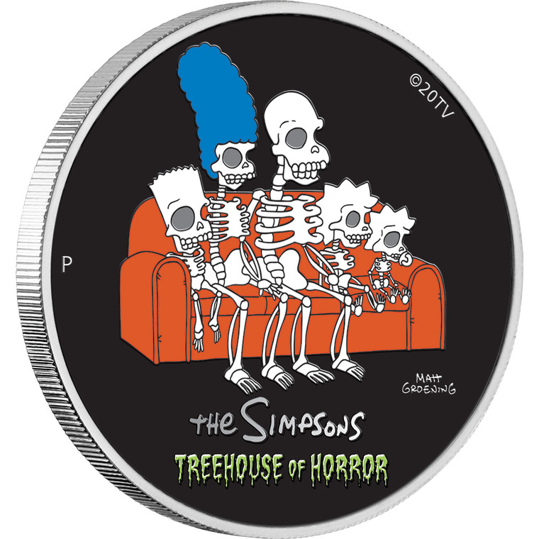 The Simpsons Treehouse of Horror 2022 1oz Silver Coloured Coin - reverse