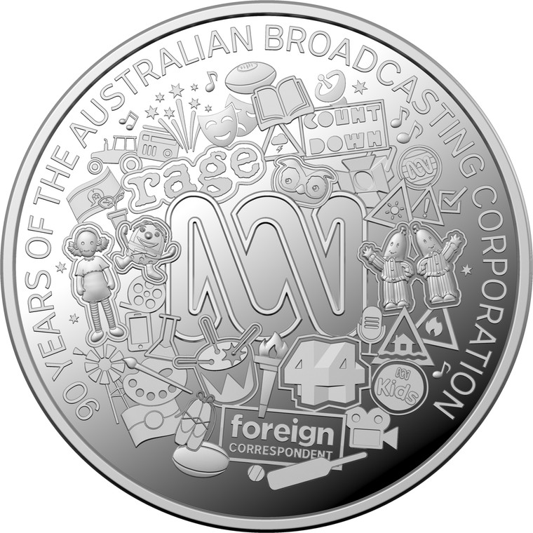 90th Anniversary of the ABC 2022 $1 1/2oz Fine Silver Proof Coin - reverse