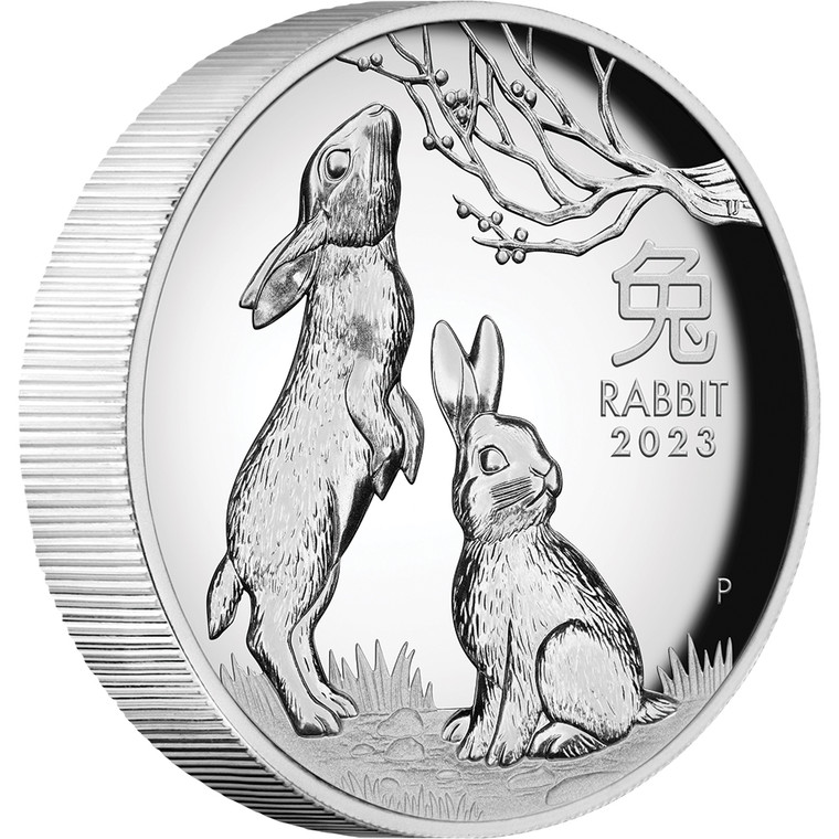 Australian Lunar Series III 2023 Year of the Rabbit 1oz Silver Proof High Relief Coin - reverse