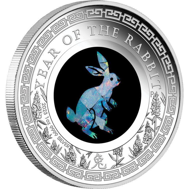 Australian Opal Lunar Series 2023 Year of the Rabbit 1oz Silver Proof Coin - reverse