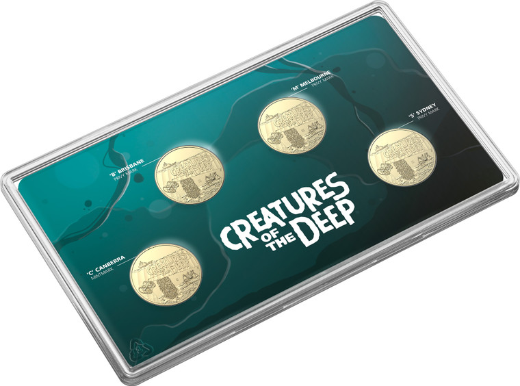 Creatures of the Deep 2023 $1 AlBr Mintmark and Privy Mark Uncirculated Four Coin Set - in presentation case