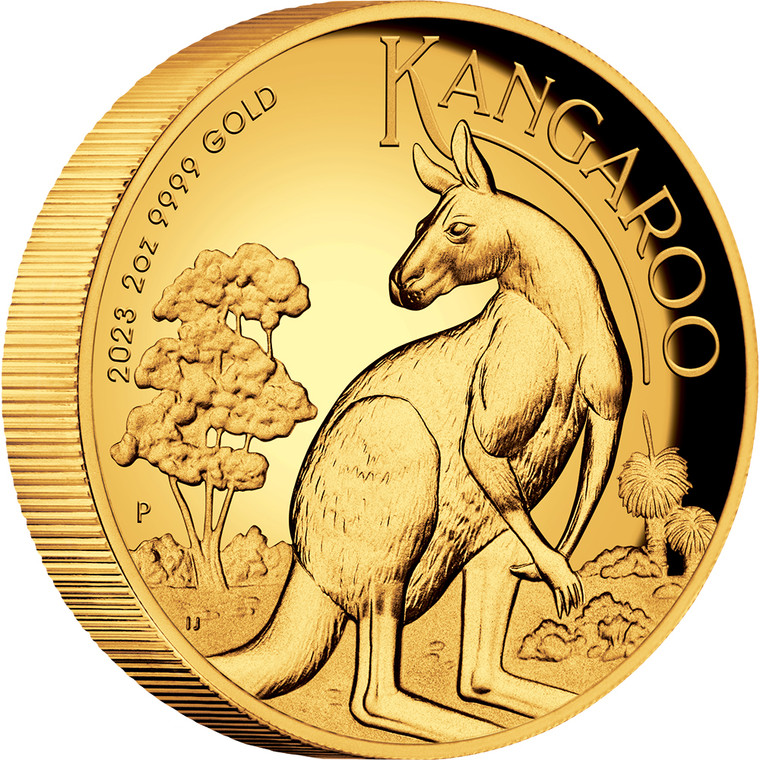 Australian Kangaroo 2023 2oz Gold Proof High Relief Coin - reverse