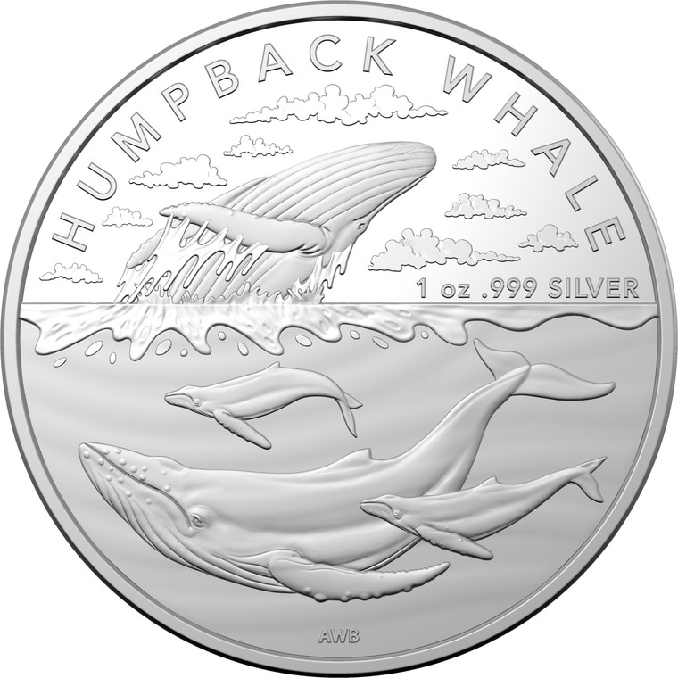 2023 $1 1oz Silver Investment Coin – Australian Antarctic Territory – Humpback Whale - reverse