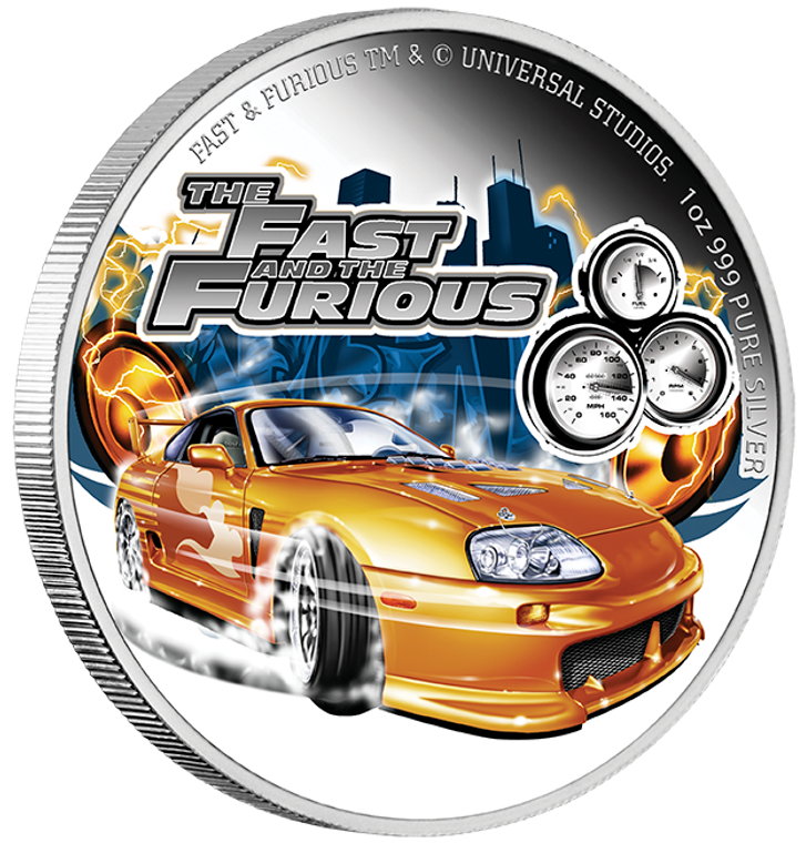 2023 Fast and Furious 1oz Silver Proof Coloured Coin - reverse