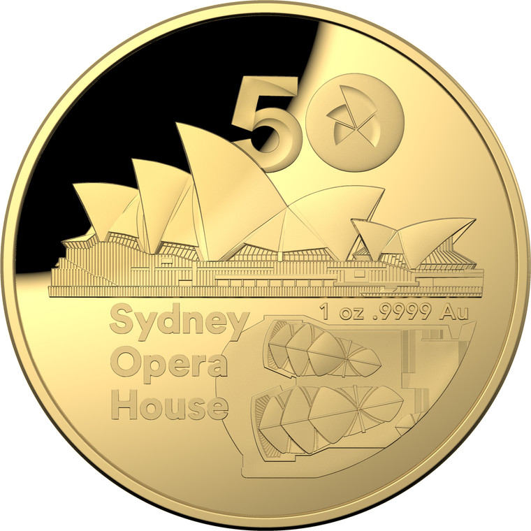 2023 $100 Gold Domed Proof Coin – 50th Anniversary of the Sydney Opera House - reverse