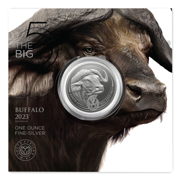 2023 South Africa 1oz Silver Big 5 Series II Buffalo Bu Coin in Card - in presentation card