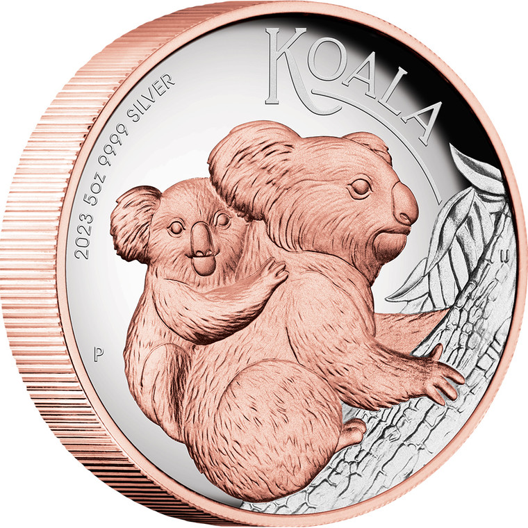 Australian Koala 2023 5oz Silver Proof High Relief Gilded Coin - reverse