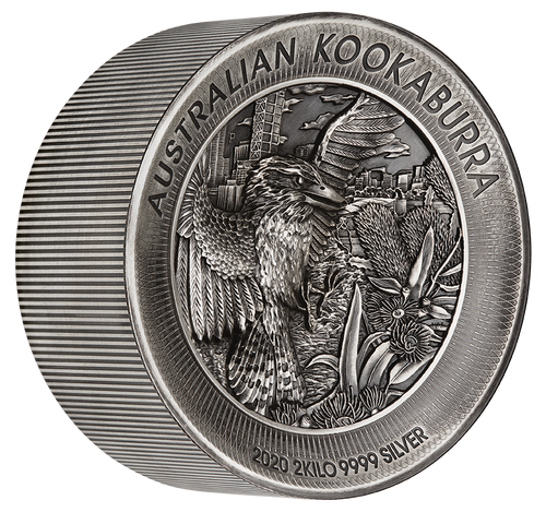 2020 Australian Kookaburra - 2kg silver antique coin - Presented by