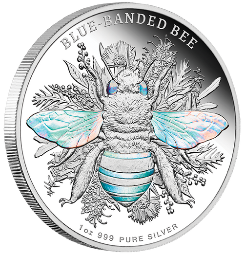 2025 Australian Native Bees - Blue-banded Bee 1oz Silver Proof Hologram ...