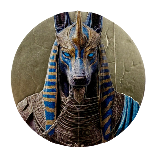2025 Liberia Egyptian Heritage Anubis HR Antiqued 2oz Silver Coin