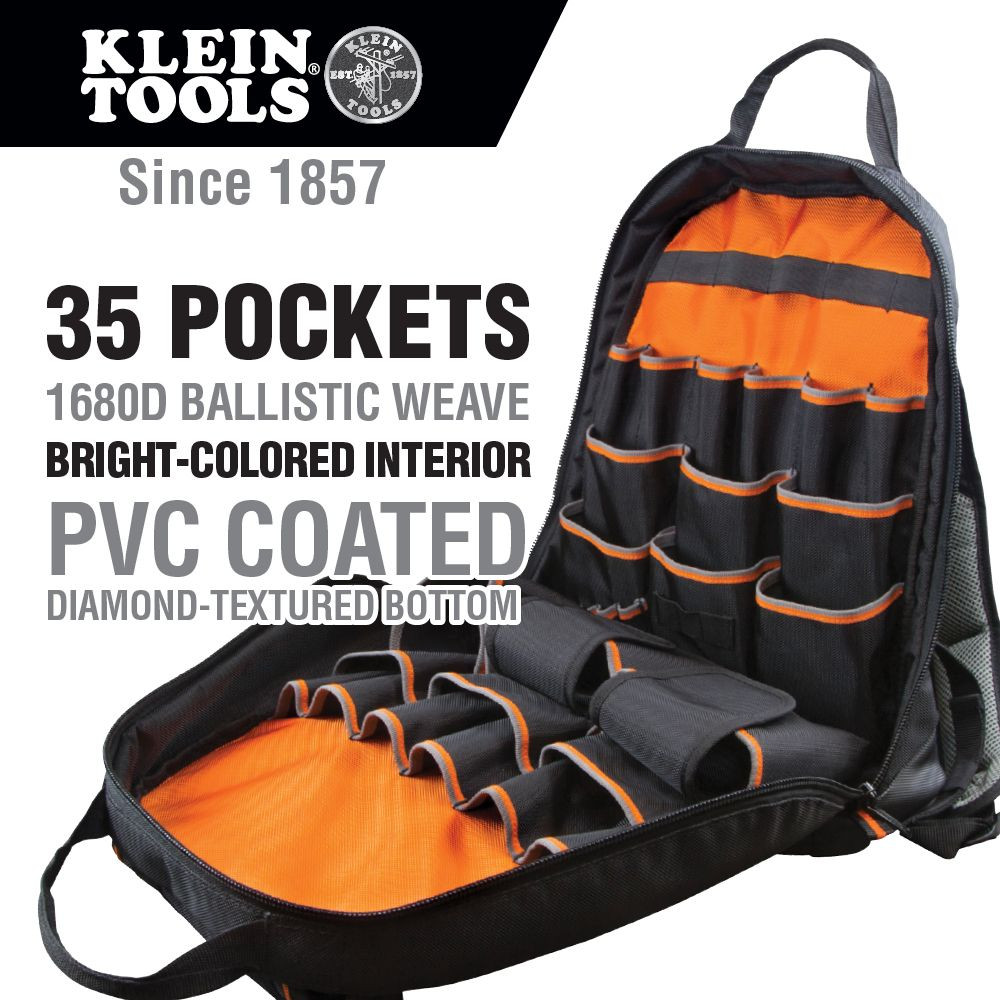 Klein Tools 445mm Black Tradesman Pro Tool Bag Backpack 35