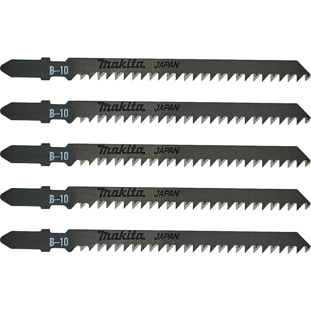 Makita 792529-7 Jig Saw Blade #B-10 – 5-Pack, T-Tang Shank, 9 TPI, High-Speed Steel, 3.2" Cutting Capacity, Great For Plywood