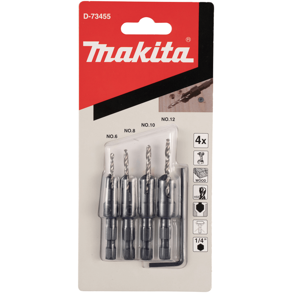 Makita Piece Assorted Drill Countersink Bit Set D-73455