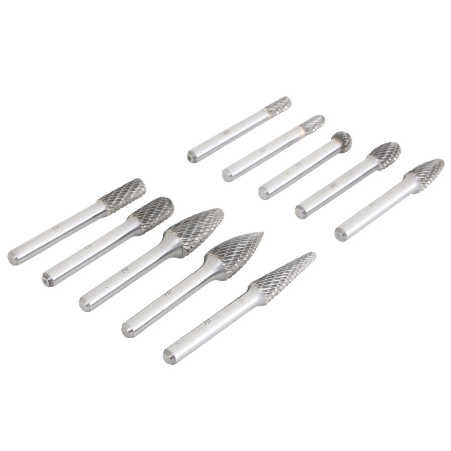SE 10 Piece High Speed Steel Burr Set - Rotary Tool Accessories For Metal, Wood & Plastic