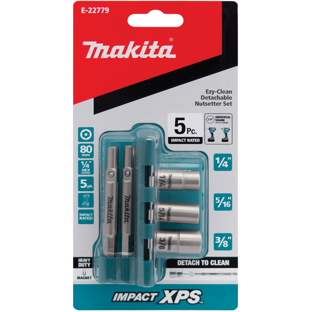 Makita 5 Piece Impact XPS EZY-Clean Detachable Magnetic Nutsetter