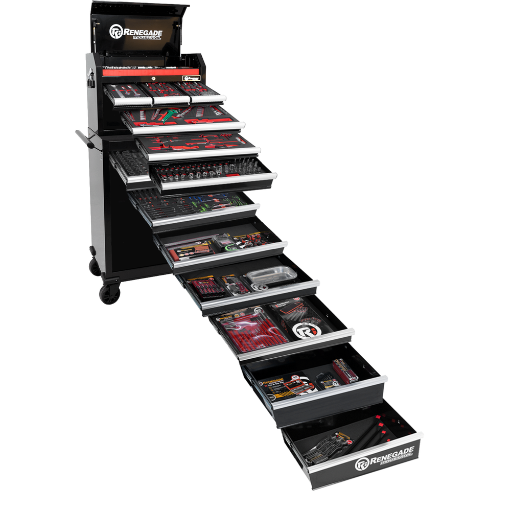 Renegade Industrial 577 Piece Polished Chrome Tool Kit Top Box & 7