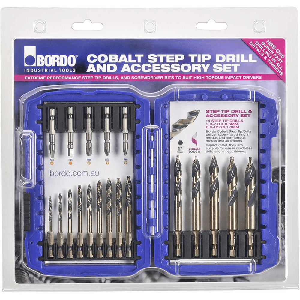 CLEVEROOL 19-Piece Cobalt Stepped Point Drill Bit Set | HSS Turbo Impact Bits For Metal, Wood, Stainless Steel - View #9