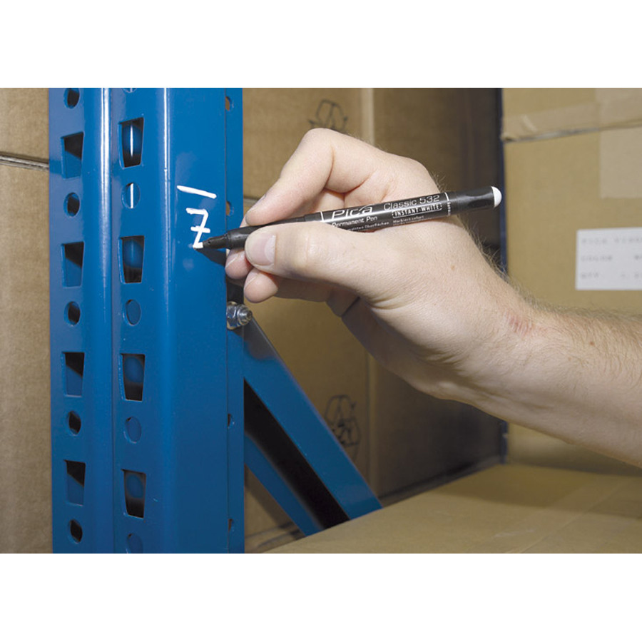 Pennarello Per Superfici Scure Pennarello Permanente PICA 532/52 - Punta Media Colore Bianco Scrittura Precisa - Foto 5