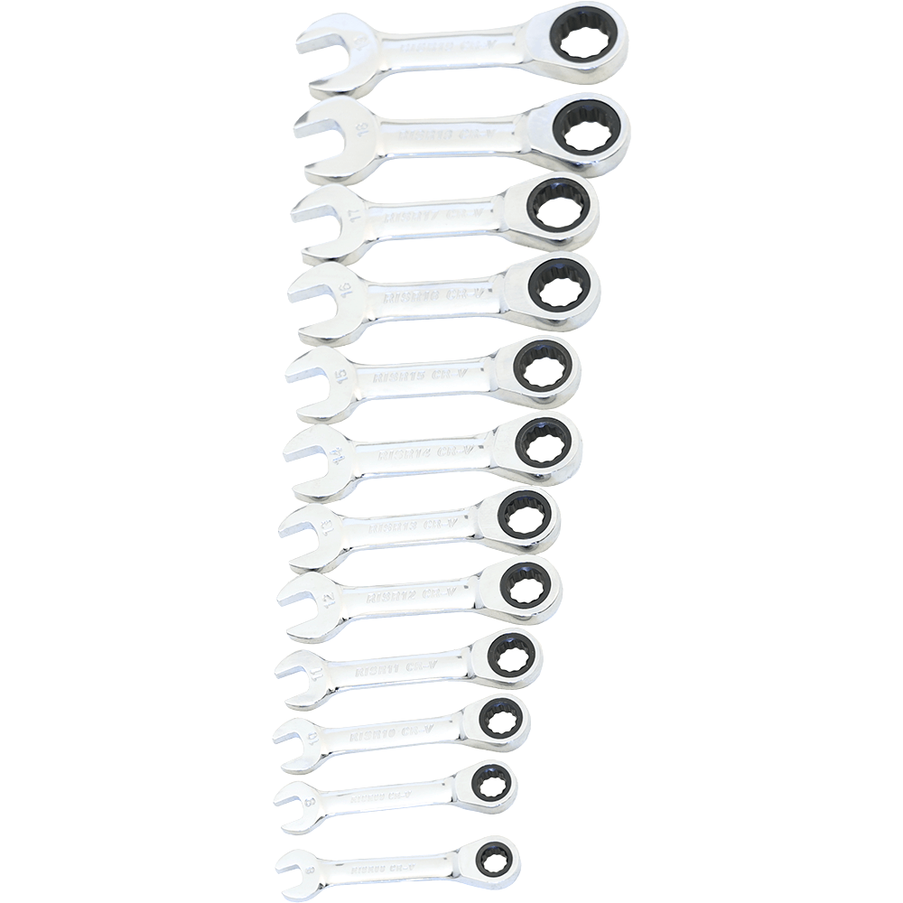 Williams® MWS-12RC Ratcheting Reversible Combination Wrench Set Metric 12 Pieces 8 To 19 Mm High Polished Chrome