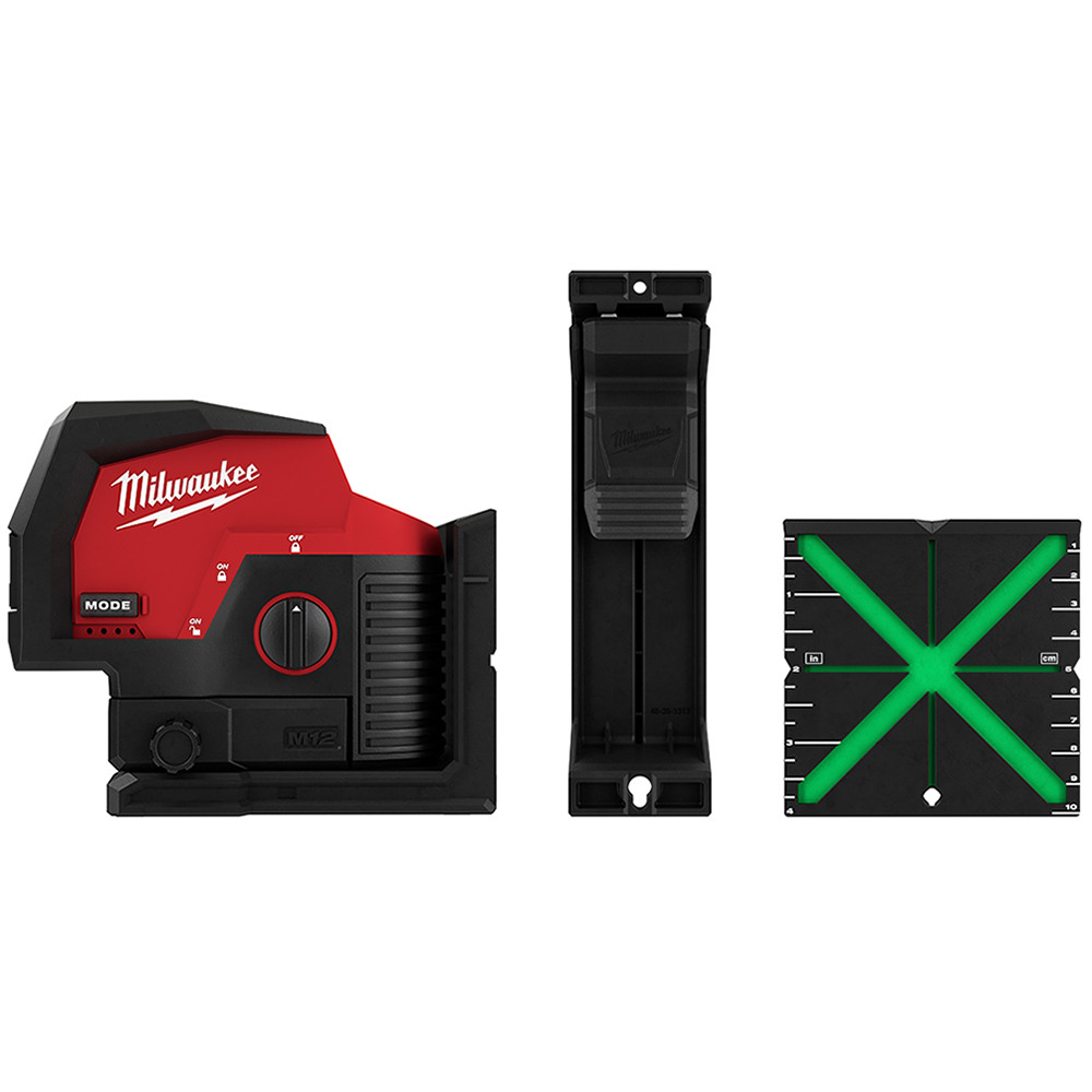 Milwaukee M12 Cordless Cross Line + 2 Plumb Laser Skin - M12CPL-0C