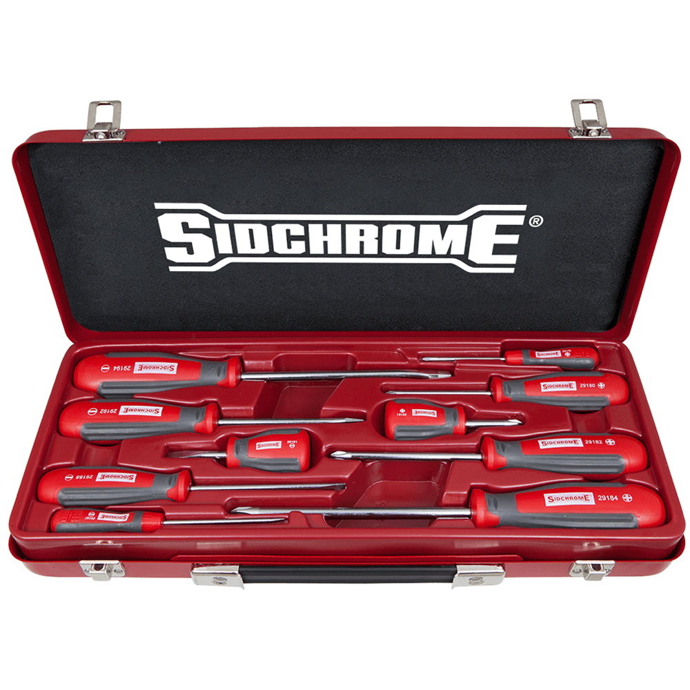 Man Using Sidchrome Sidchrome 10 Piece Ergonomic Screwdriver Set - SCMT29102 | TradeTools