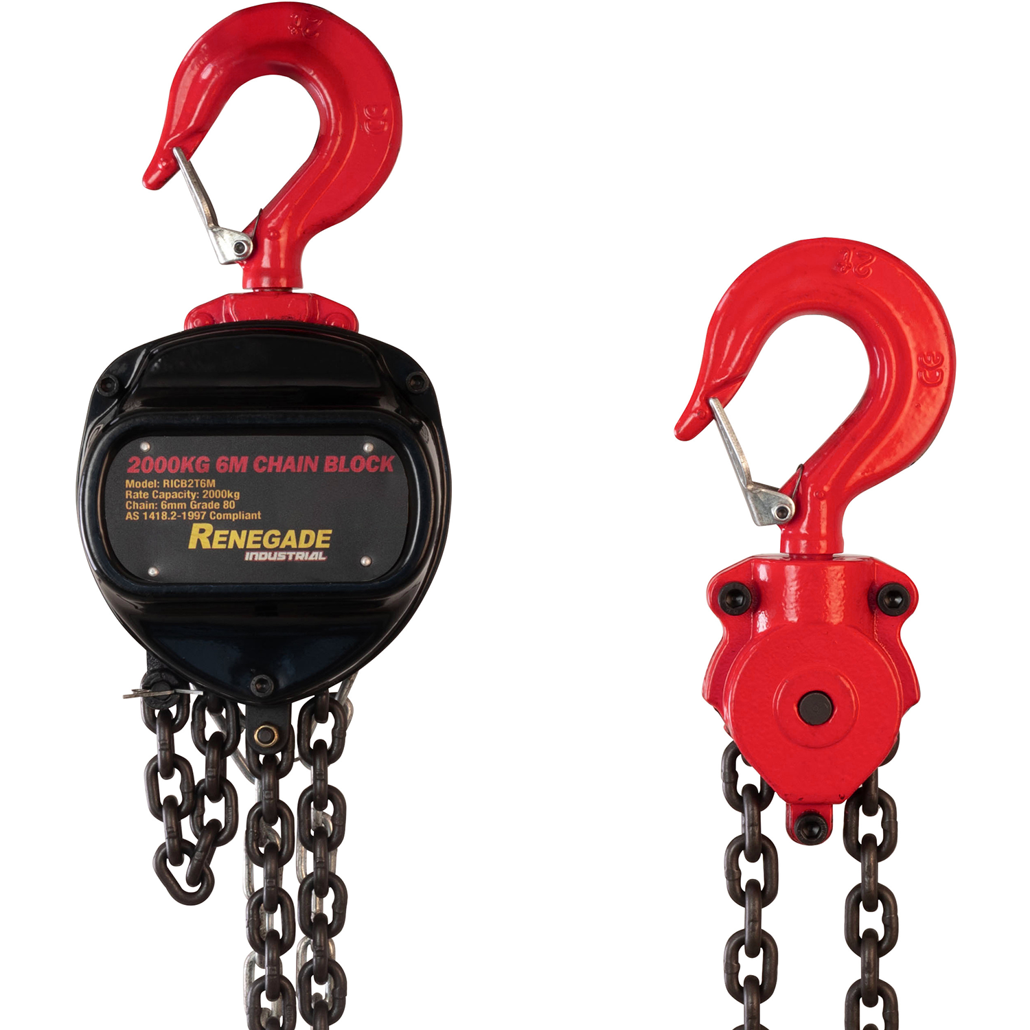 Renegade Industrial 2,000Kg (2T) 6M Drop Chain Block - RICB2T6M ...