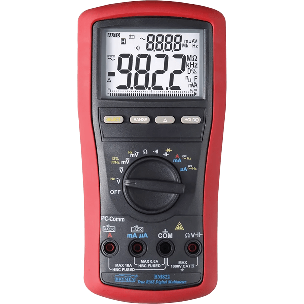 Cabac CAT IV 1000V Professional True-RMS Digital Multimeter - BM822 ...