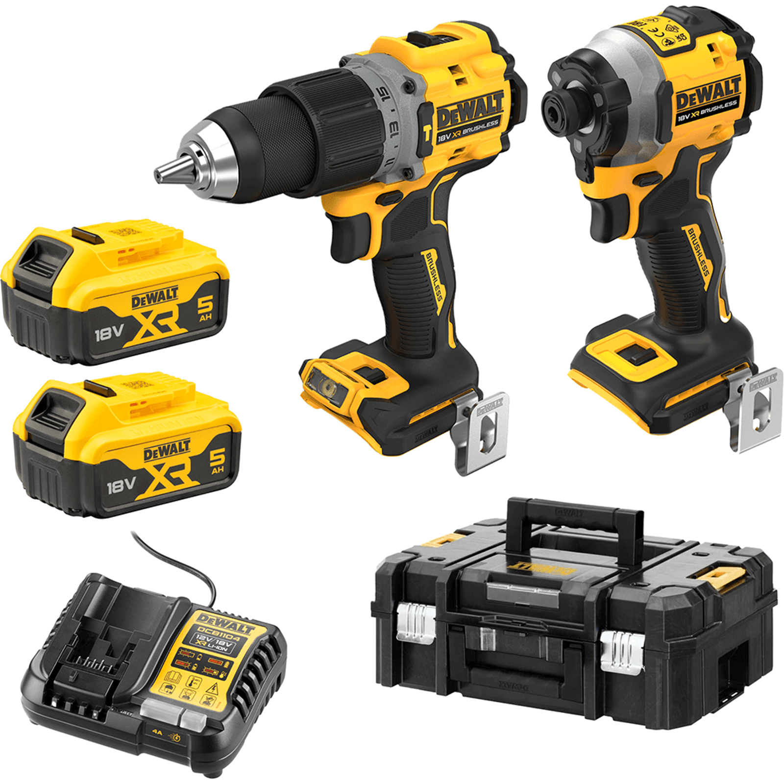 DeWALT 18V XR 5.0Ah Brushless Cordless Compact 2 Piece Combo Kit DCZ2050P2TXE TradeTools