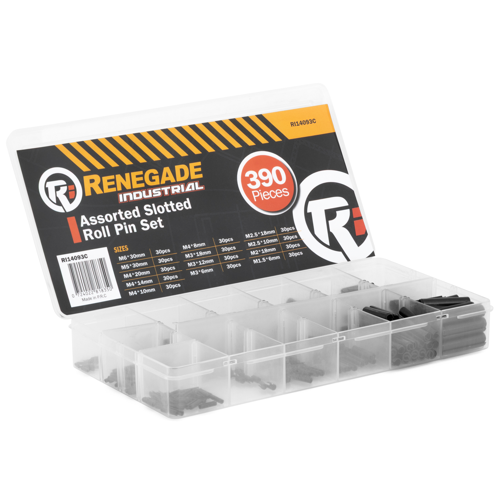Renegade Industrial 390 Piece Assorted Slotted Roll Pin Set - RI14093C ...