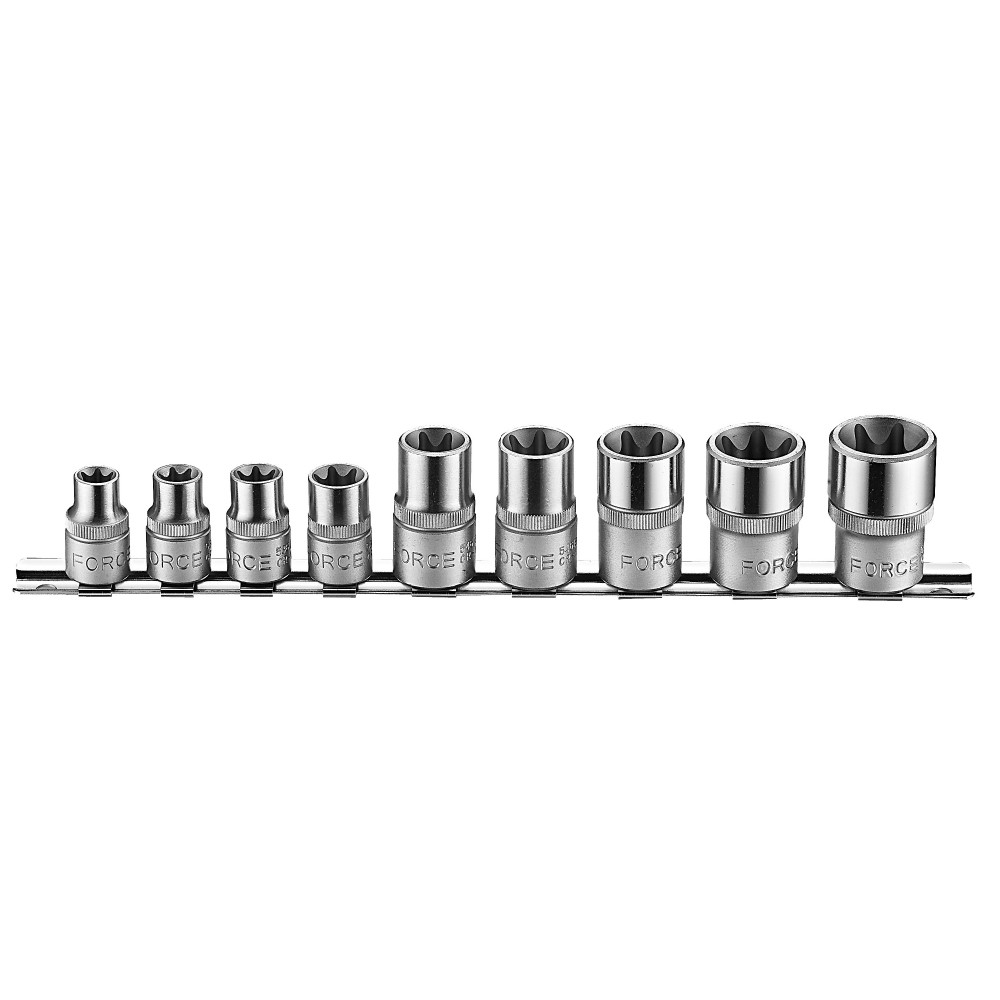 Force 3/8" & 1/2" 9 Piece Female Star E-Torx Socket Set - 4095 | TradeTools