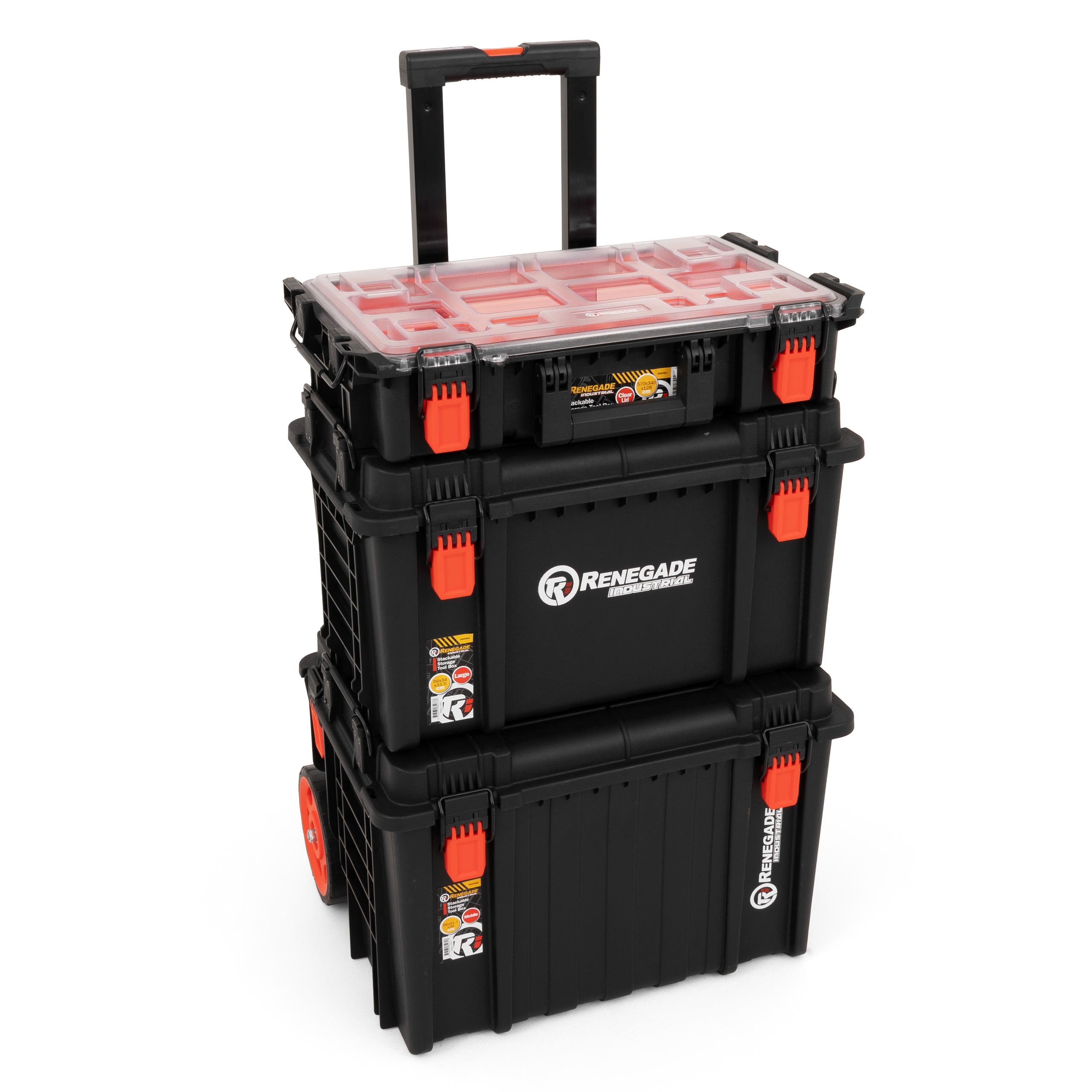 Instant Racking Tool Box Renegade Industrial Clear Top Stackable Storage Tool Box Combo Kit ...