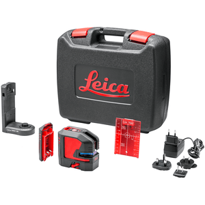 Leica LINO L2-1 Li-Ion Red Beam Cross-Line Laser Level Kit With Adapter & Hard Case - LG864413