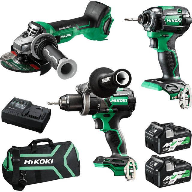 HiKOKI 18V 5.0Ah MultiVolt Heavy Duty 3 Piece Brushless Cordless Combo ...