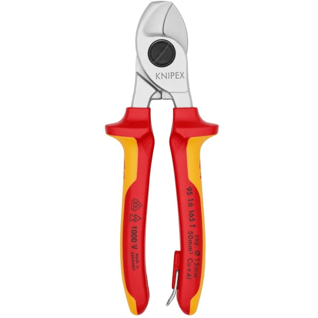 Knipex 1000V Insulated 165mm Tethered Cable Shears - 9516165T