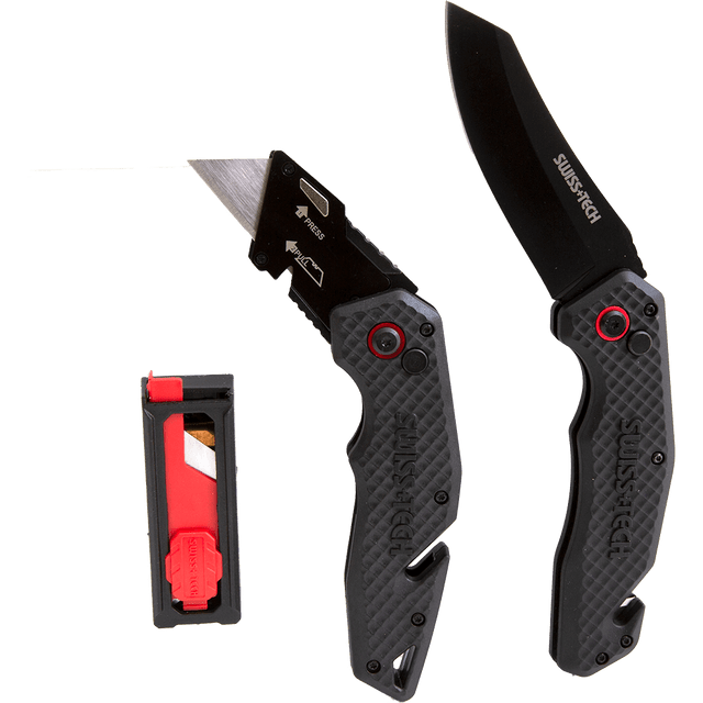 Swiss Tech Folding Pocket Knife Twin Pack With Blades - ST001053