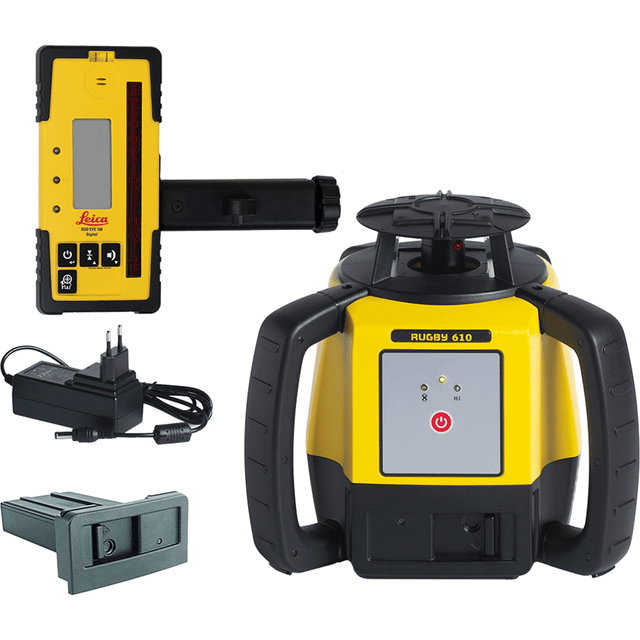 Leica Rugby 610 Rotary Laser Level With Rod-Eye 160 Digital Receiver ...