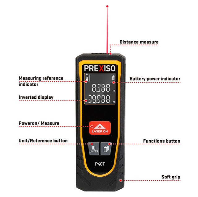 PREXISO Mini Laser Measure 40M/135Ft Rechargeable Digital Laser Distance  Meter