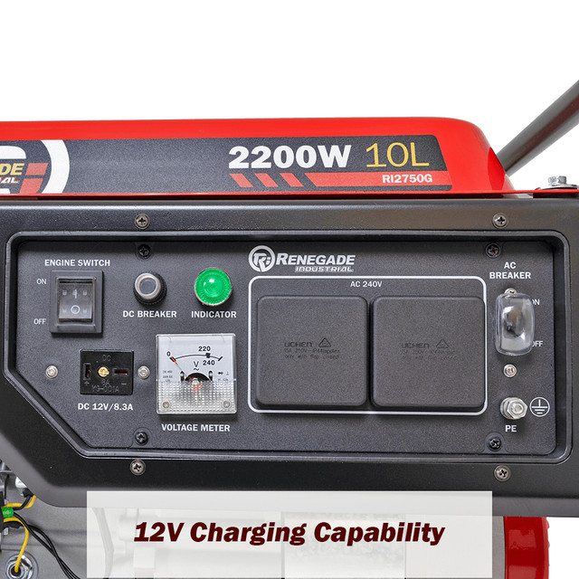 Renegade Industrial 2200W 5.5HP Portable Petrol Generator RI2750G TradeTools