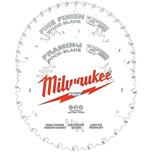 Milwaukee 48-40-0725 2-Pack 7-1/4” Circular Saw Blades – 24T & 40T Combo For Wood Cutting