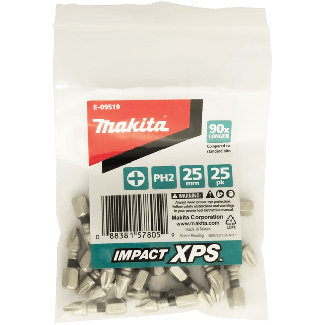 Makita Impact XPS PH2 x 25mm Insert Bits 25 Pack E 18281