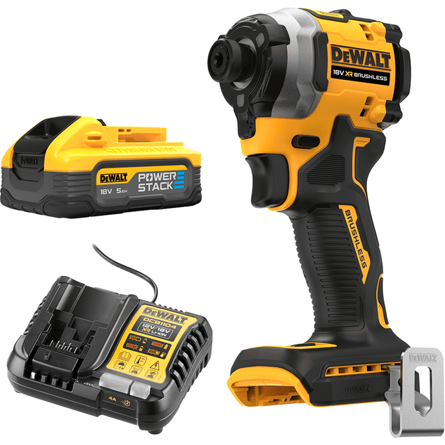 DeWALT 18V 5.0Ah POWERSTACK Brushless Cordless Compact 3-Speed Impact  Driver Kit - DCF850H1-XE