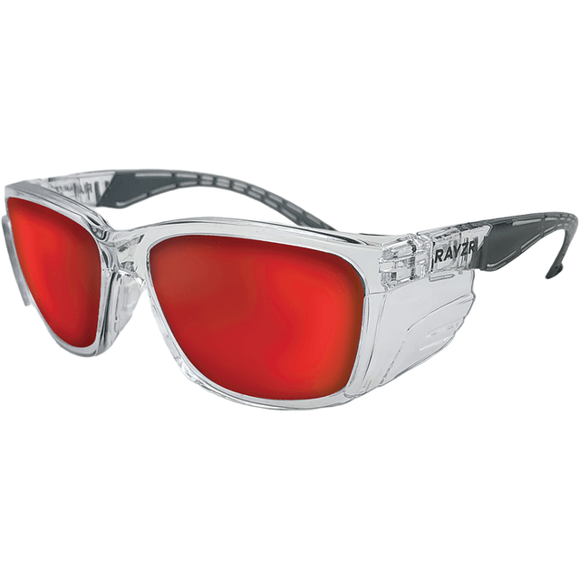 Maxisafe Rayzr Polarised Clear Frame Red Mirror Lens UV400 Safety